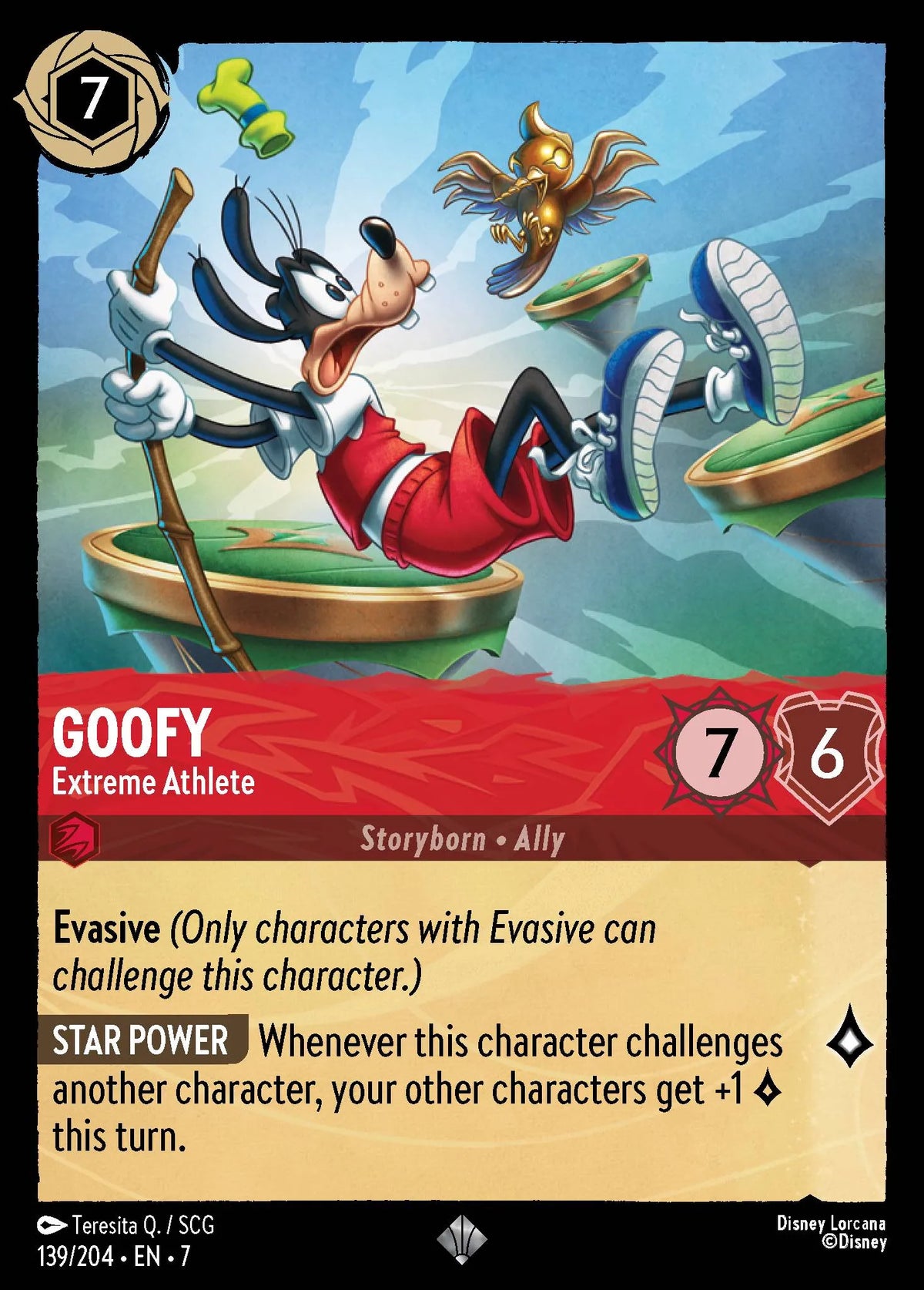 (139/204) Lorcana Archazia's Island Single: Goofy - Extreme Athlete Super Rare