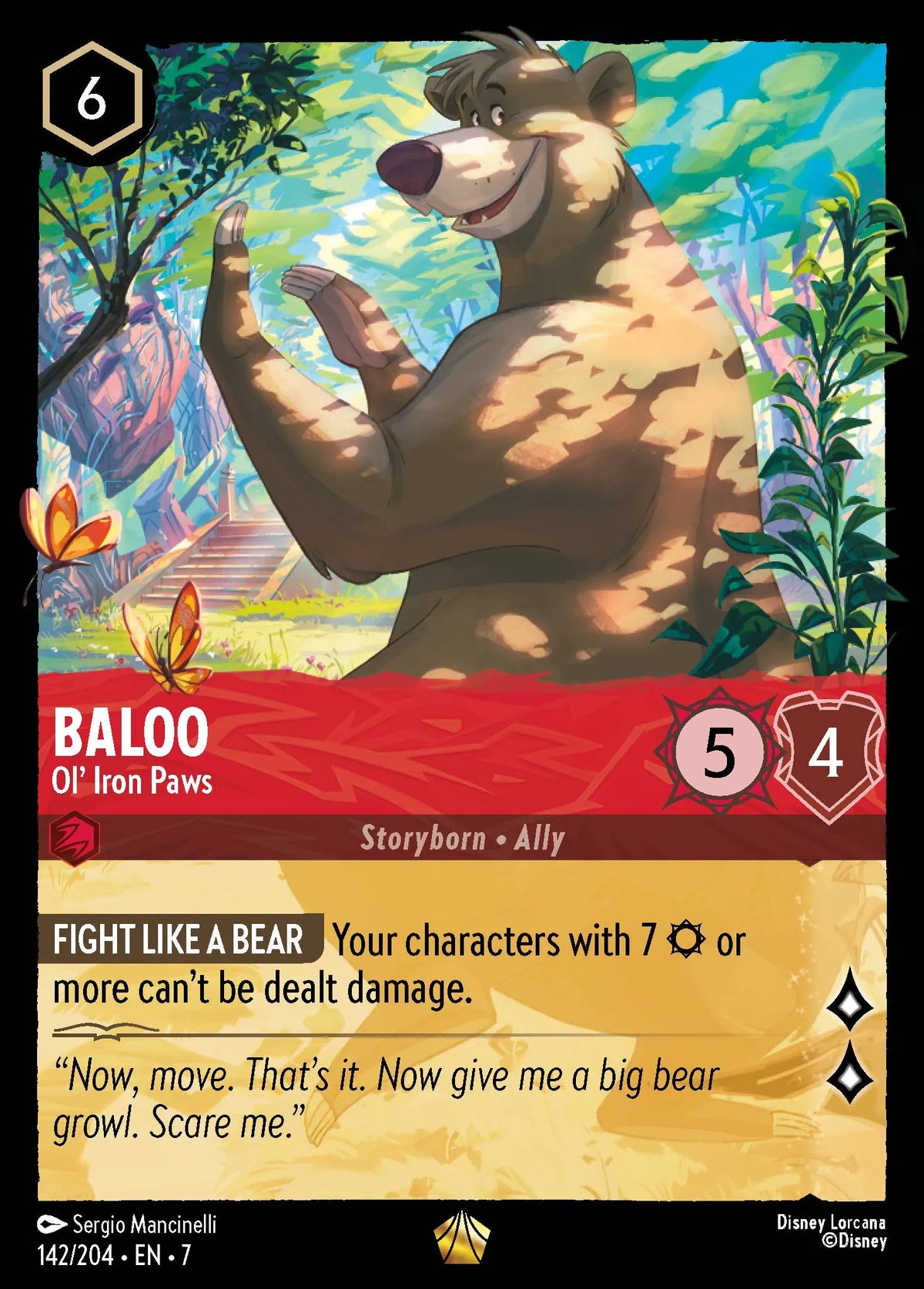 (142/204) Lorcana Archazia's Island Single: Baloo - Ol' Iron Paws Legendary