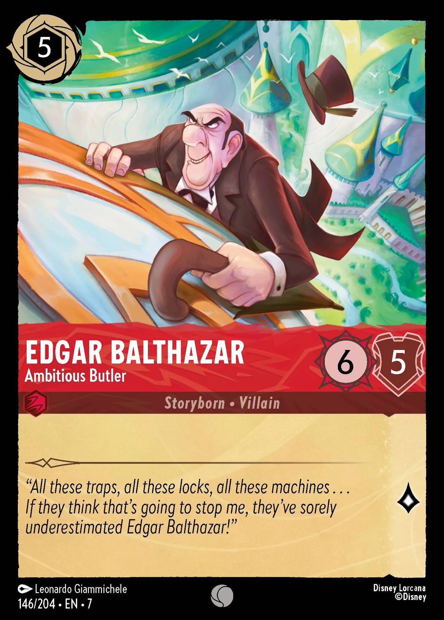 (146/204) Lorcana Archazia's Island Single: Edgar Balthazar - Ambitious Butler Common