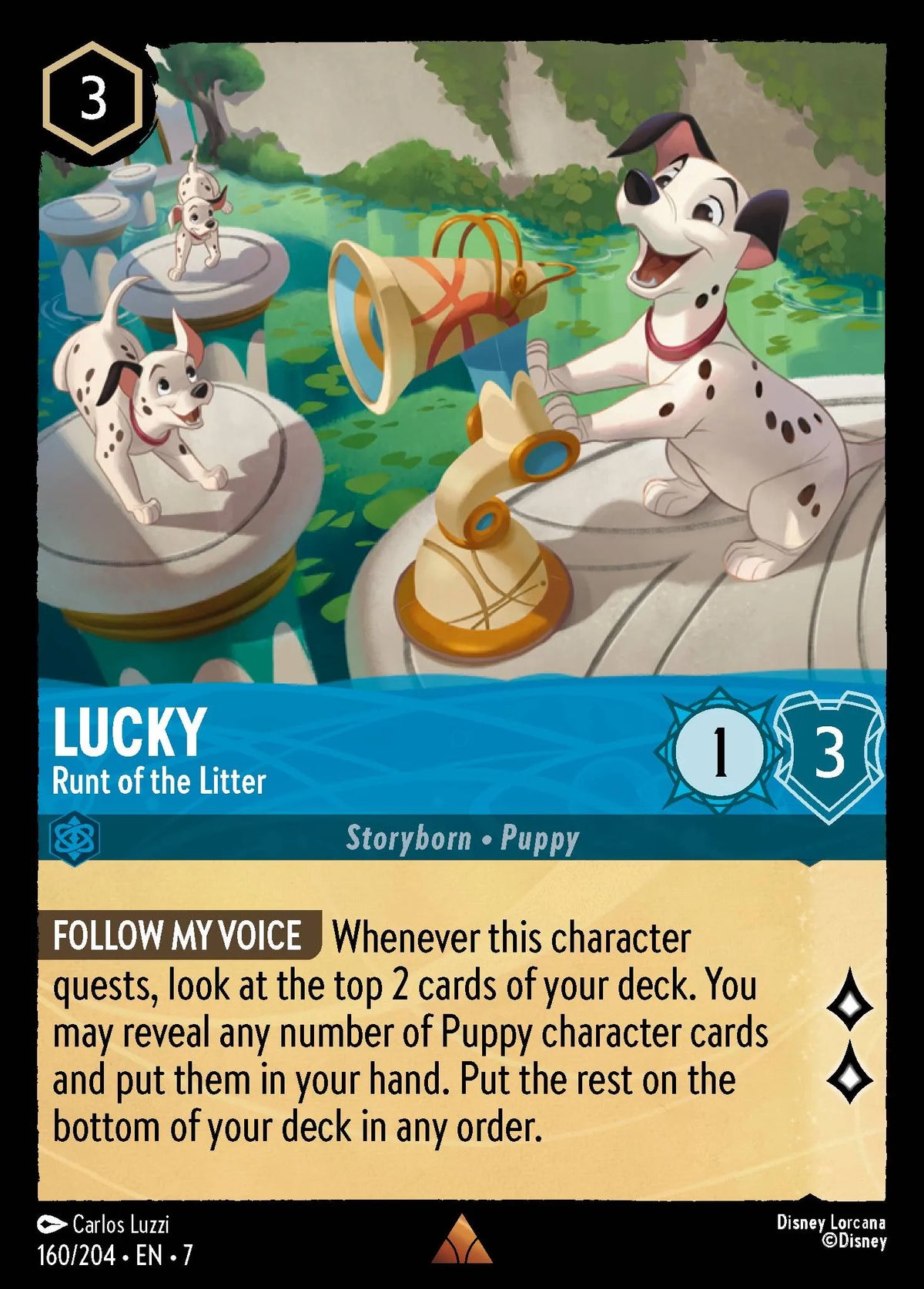 (160/204) Lorcana Archazia's Island Single: Lucky - Runt of the Litter Rare