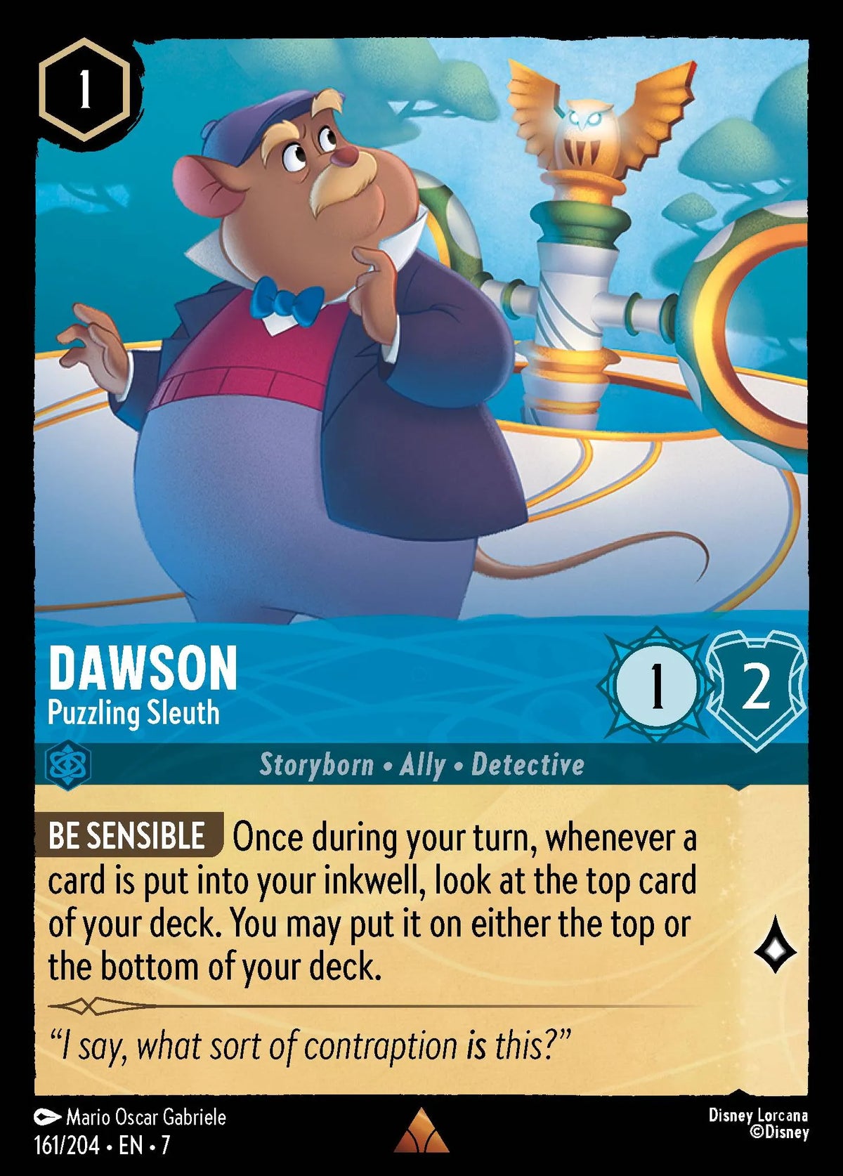(161/204) Lorcana Archazia's Island Single: Dawson - Puzzling Sleuth Rare
