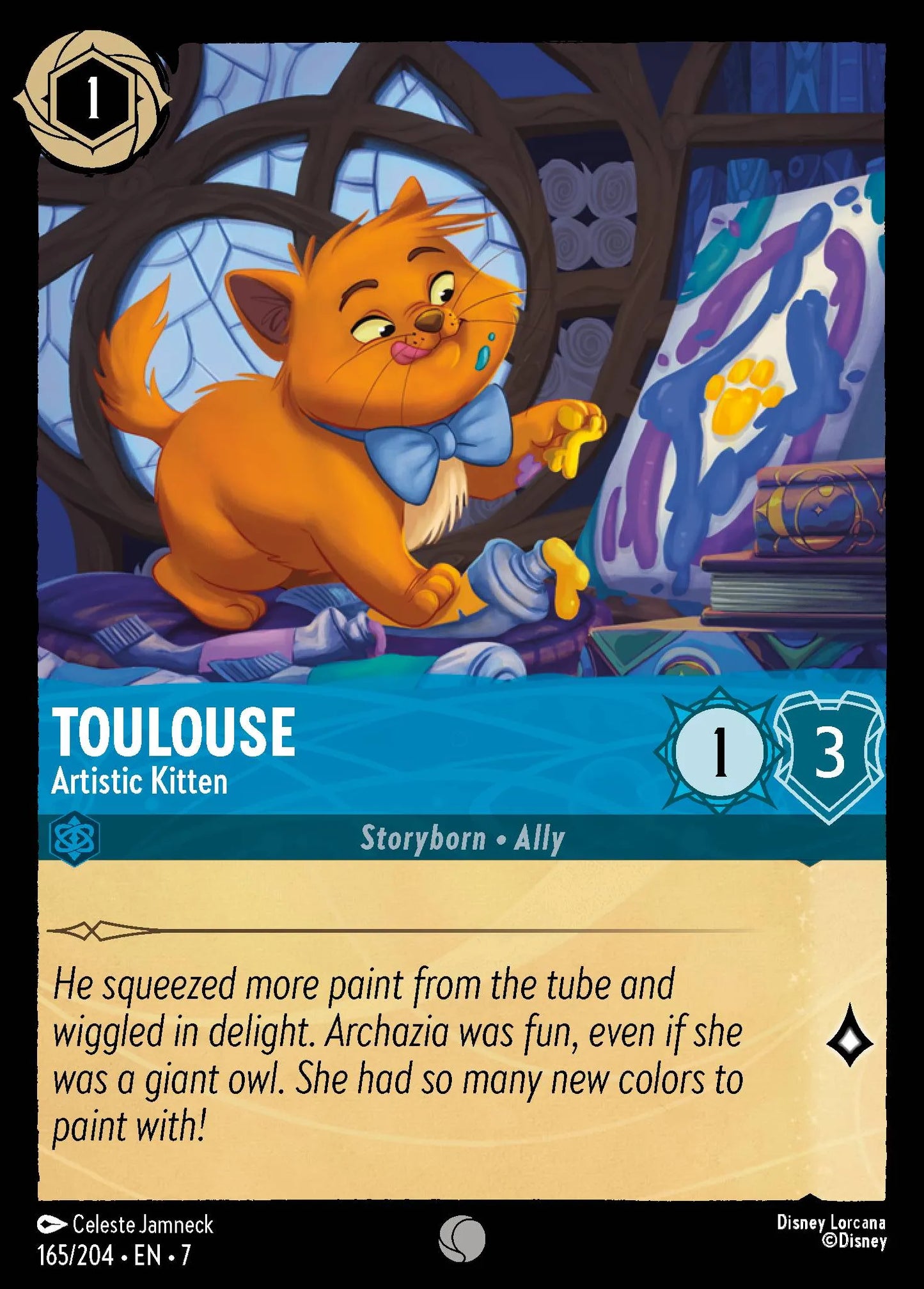 (165/204) Lorcana Archazia's Island Single: Toulouse - Artistic Kitten Common