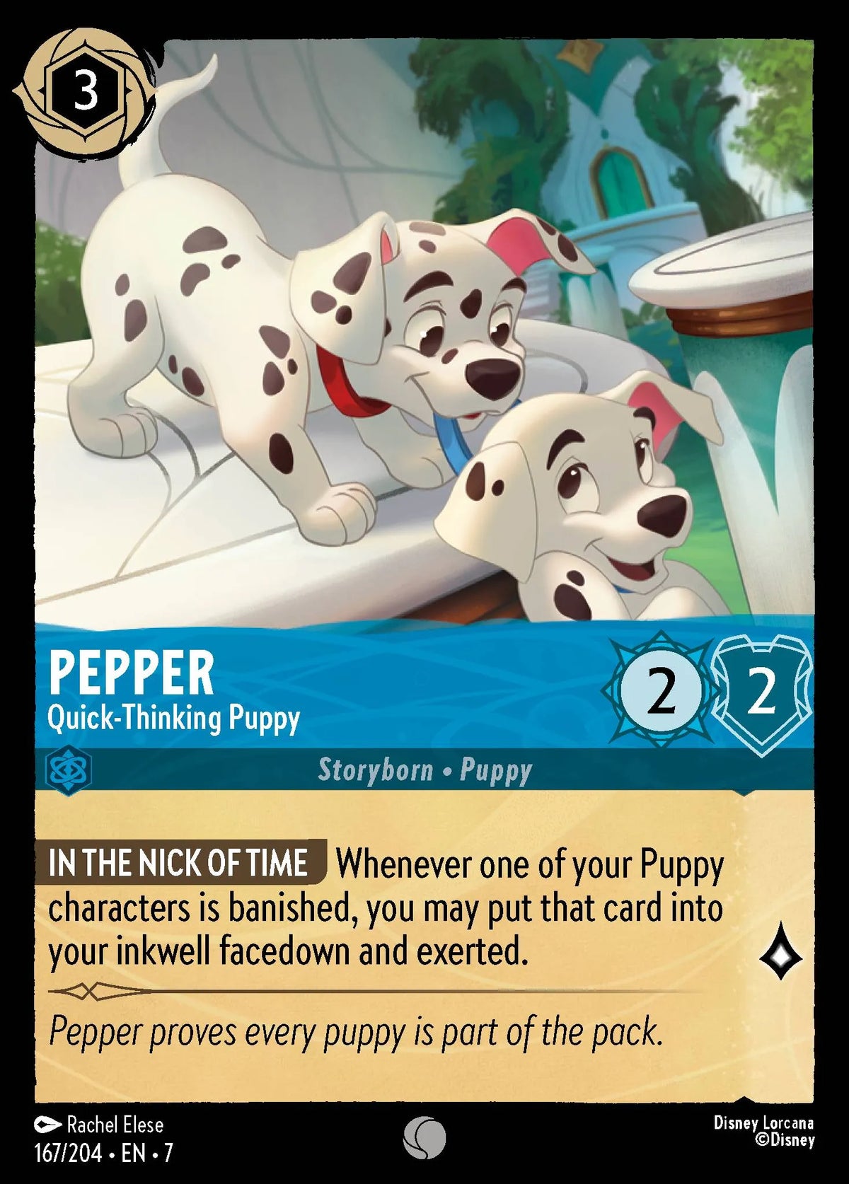 (167/204) Lorcana Archazia's Island Single: Pepper - Quick‐Thinking Puppy Common