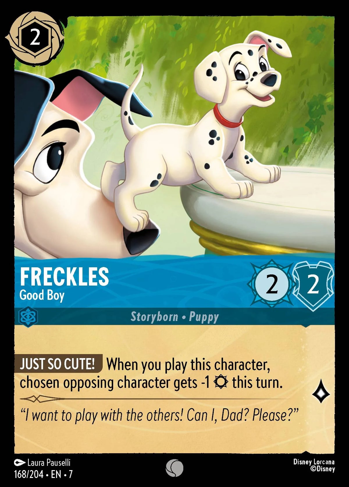 (168/204) Lorcana Archazia's Island Single: Freckles - Good Boy Holo Common