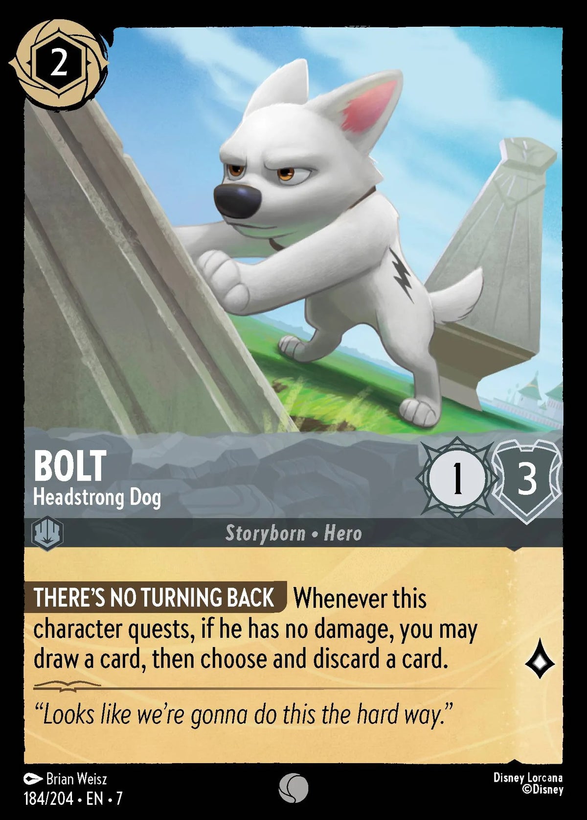(184/204) Lorcana Archazia's Island Single: Bolt - Headstrong Dog Common