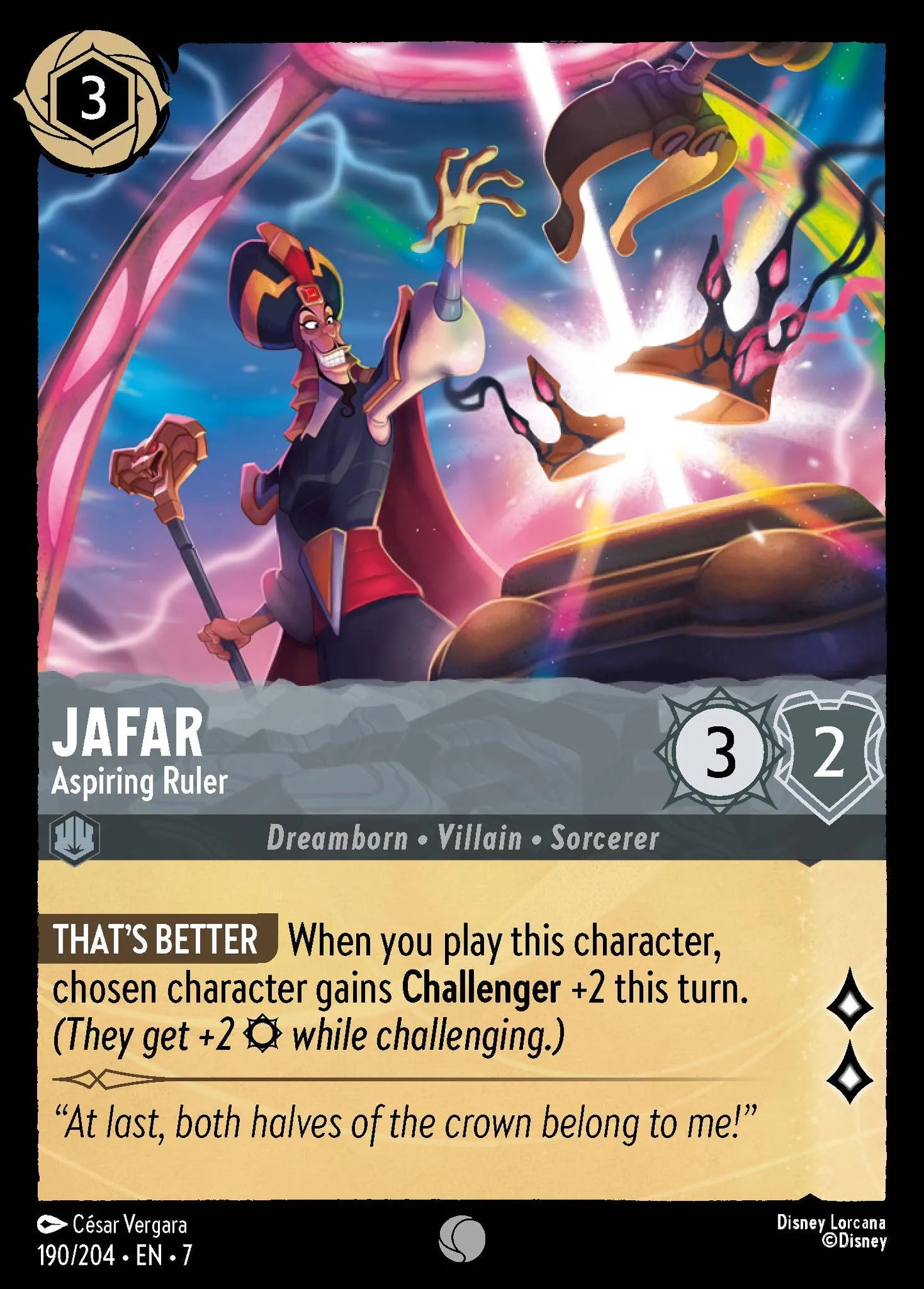 (190/204) Lorcana Archazia's Island Single: Jafar - Aspiring Ruler Common