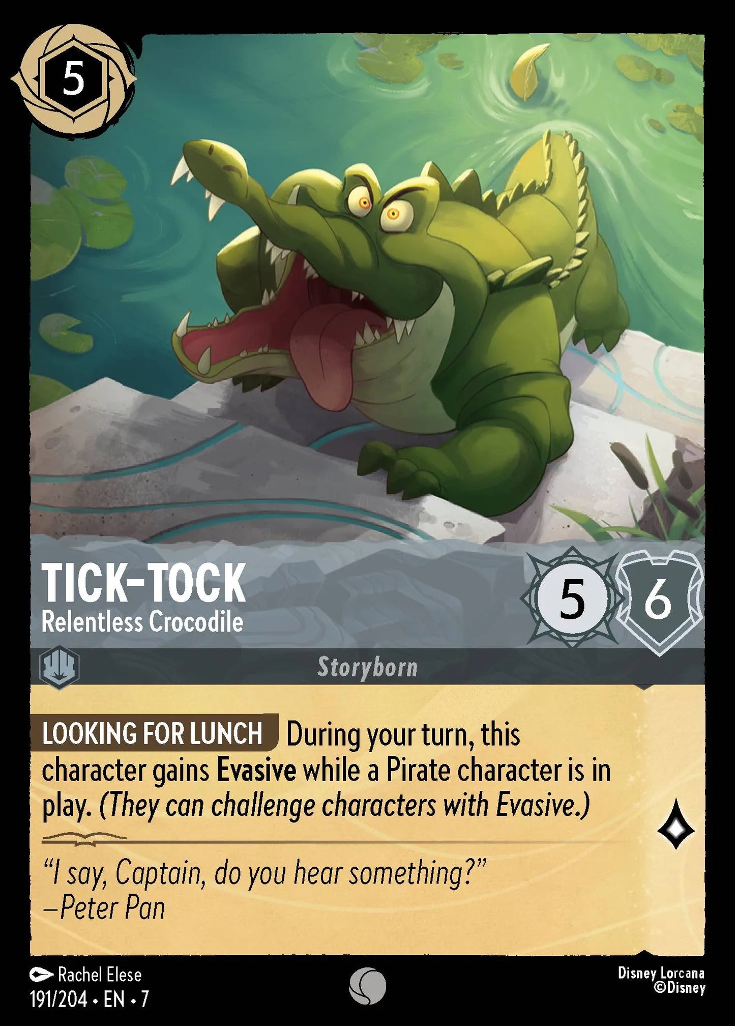 (191/204) Lorcana Archazia's Island Single: Tick‐Tock - Relentless Crocodile Common