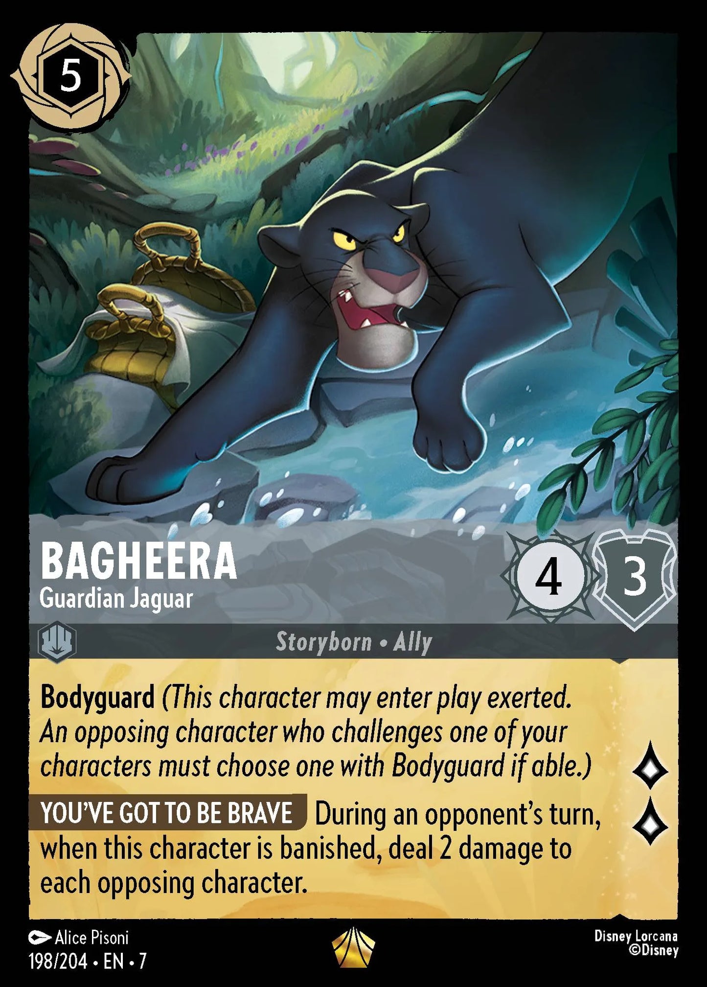 (198/204) Lorcana Archazia's Island Single: Bagheera - Guardian Jaguar Holo Legendary
