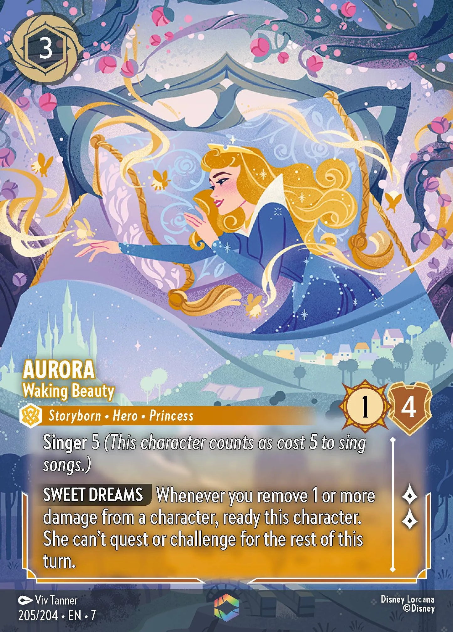(205/204) Lorcana Archazia's Island Single: Aurora - Waking Beauty (V.2) Enchanted