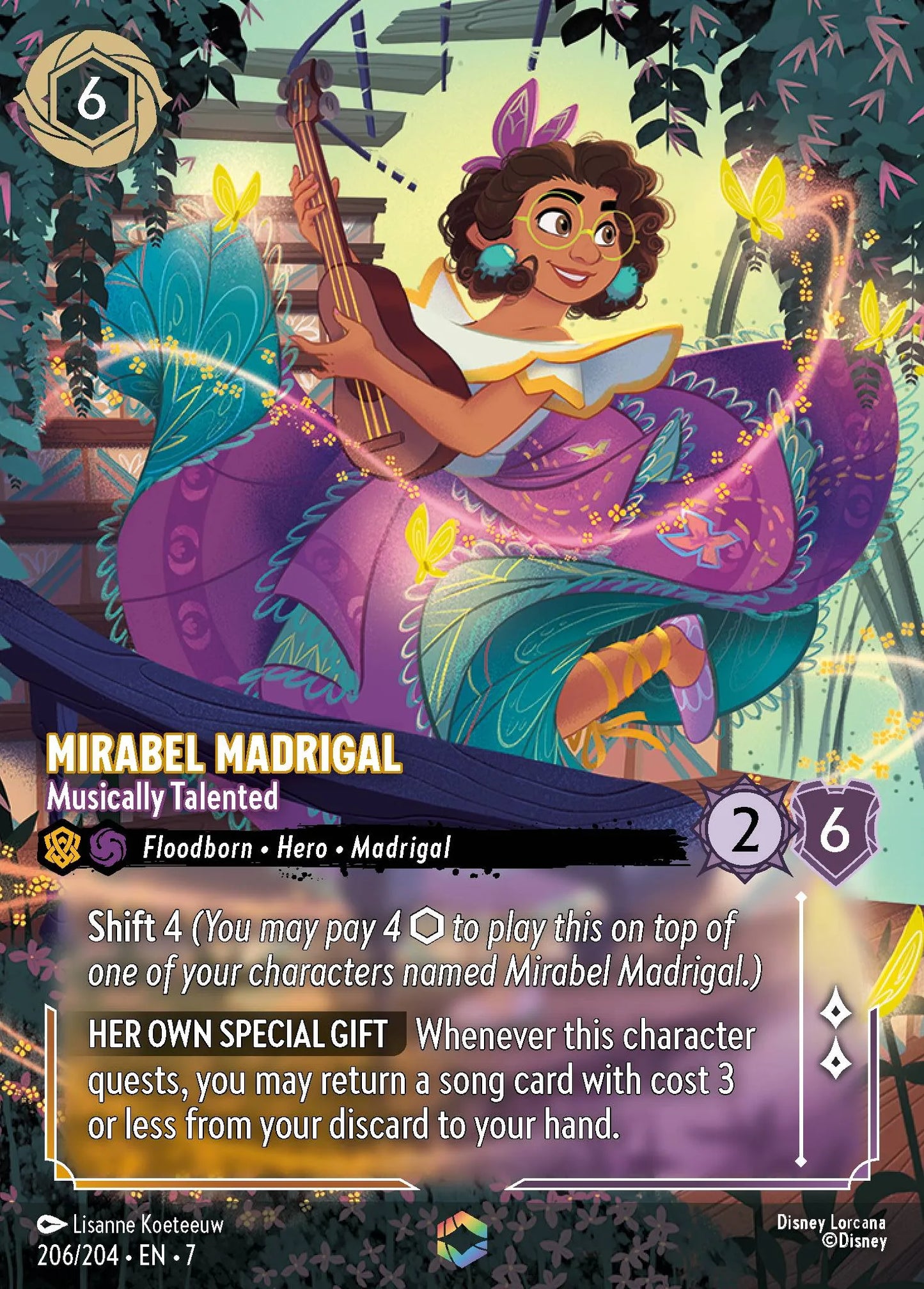 (206/204) Lorcana Archazia's Island Single: Mirabel Madrigal - Musically Talented (V.2) Holo Enchanted