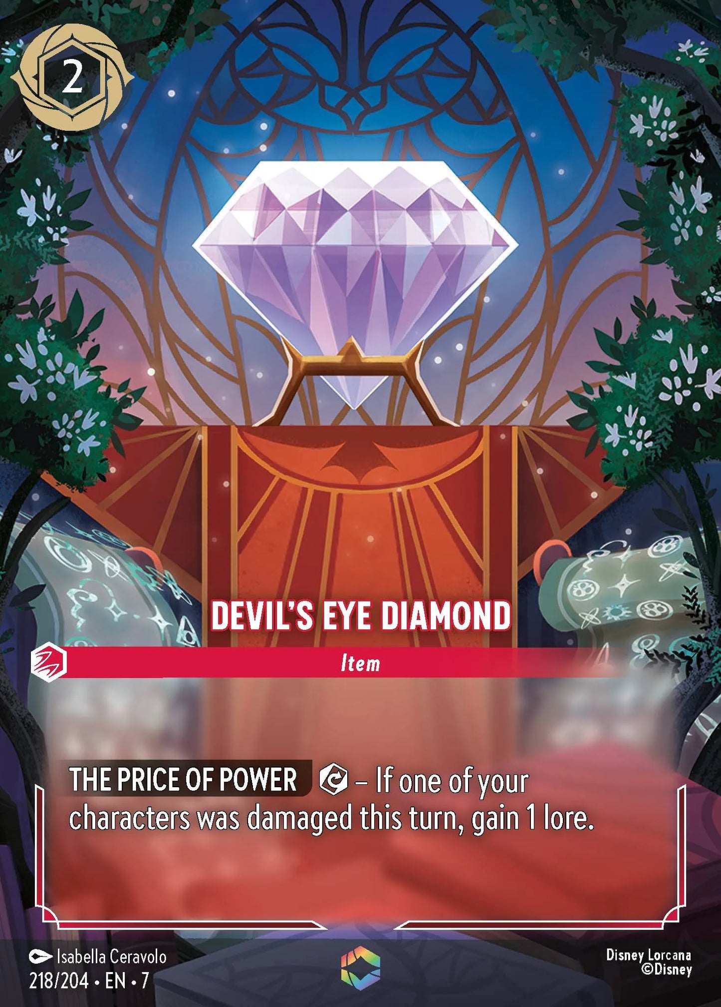 (218/204) Lorcana Archazia's Island Single: Devil's Eye Diamond (V.2) Enchanted