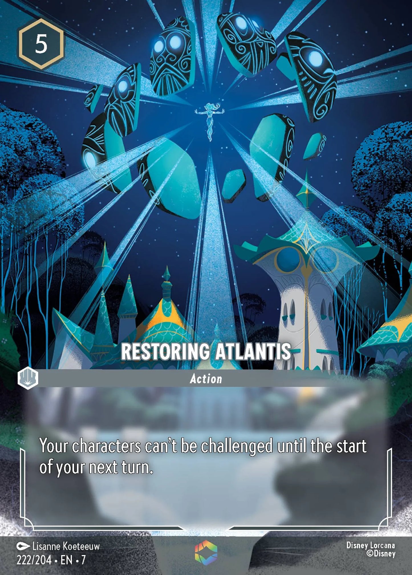 (222/204) Lorcana Archazia's Island Single: Restoring Atlantis (V.2) Holo Enchanted