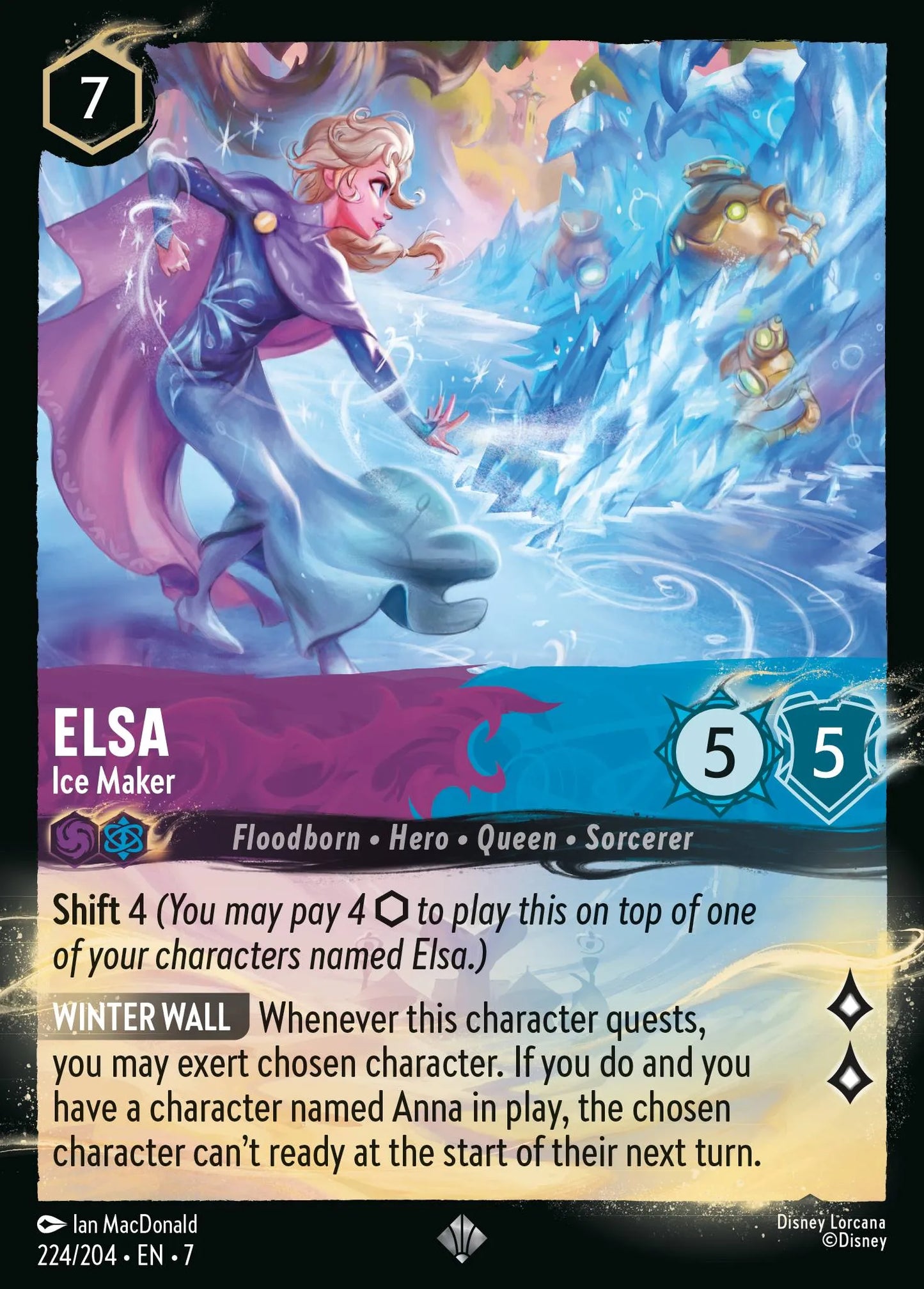 (224/204) Lorcana Archazia's Island Single: Elsa - Ice Maker (V.2) Super Rare