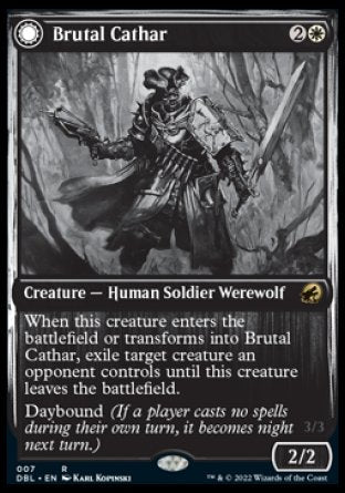 (007) Magic The Gathering Innistrad: Double Feature Single: Brutal Cathar // Moonrage Brute Rare