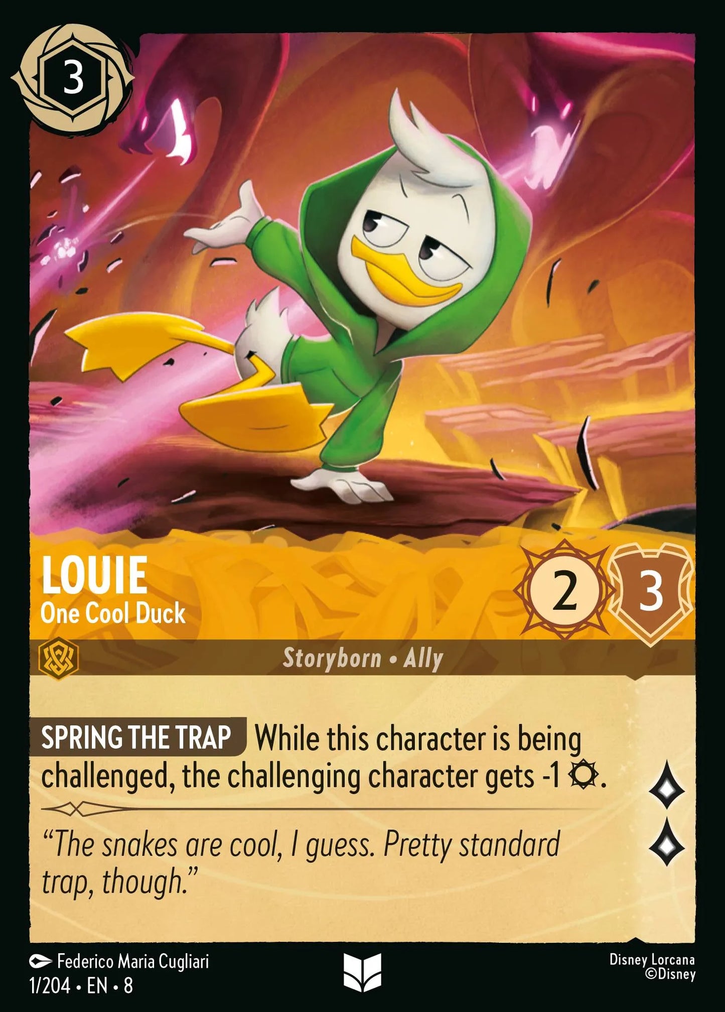 (001/204) Lorcana Reign of Jafar Single: Louie - One Cool Duck (V.1) Uncommon
