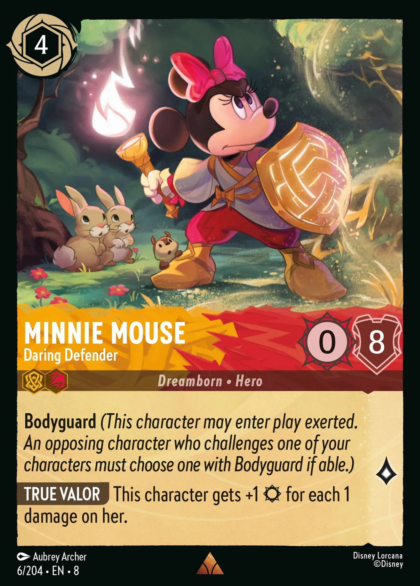 (006/204) Lorcana Reign of Jafar Single: Minnie Mouse - Daring Defender (V.2) Oversized