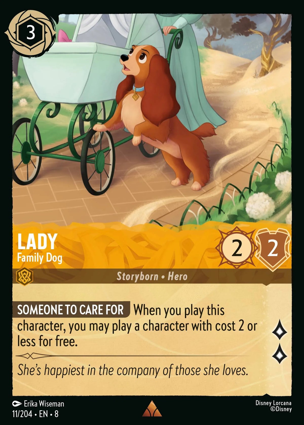 (011/204) Lorcana Reign of Jafar Single: Lady - Family Dog Holo Rare