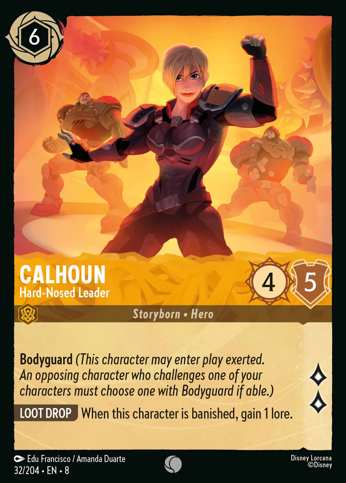 (032/204) Lorcana Reign of Jafar Single: Calhoun - Hard-Nosed Leader Holo Common