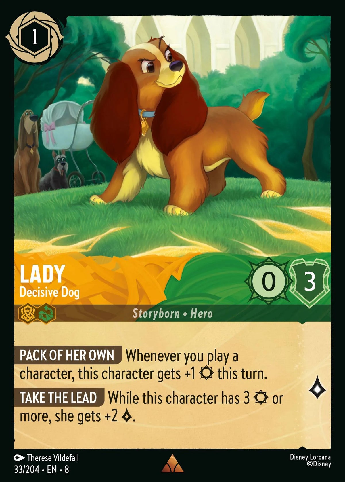(033/204) Lorcana Reign of Jafar Single: Lady - Decisive Dog (V.1) Rare
