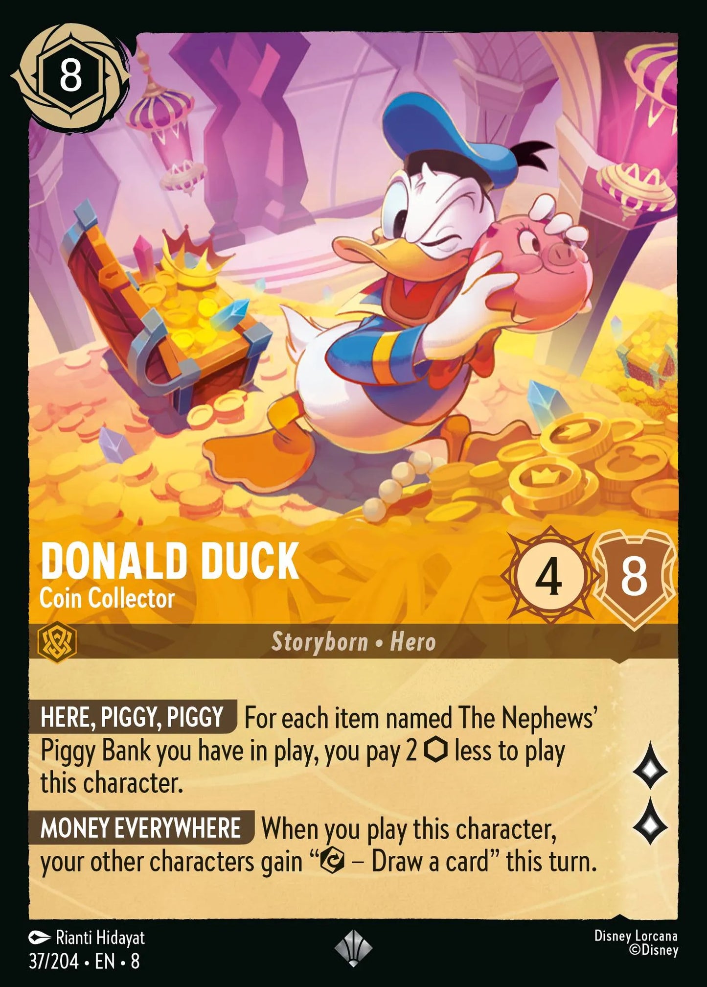 (037/204) Lorcana Reign of Jafar Single: Donald Duck - Coin Collector Holo Super Rare