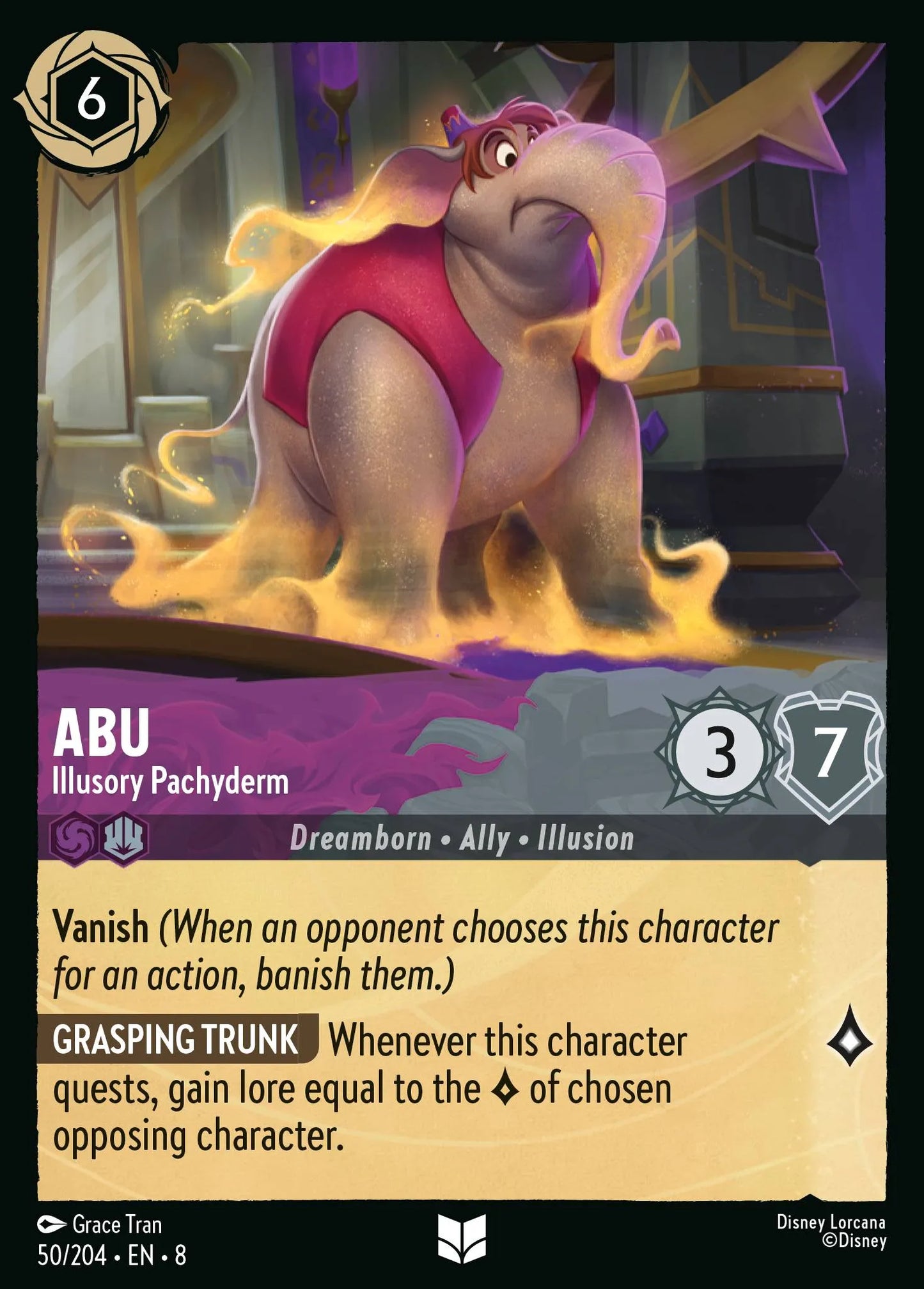 (050/204) Lorcana Reign of Jafar Single: Abu - Illusory Pachyderm Uncommon