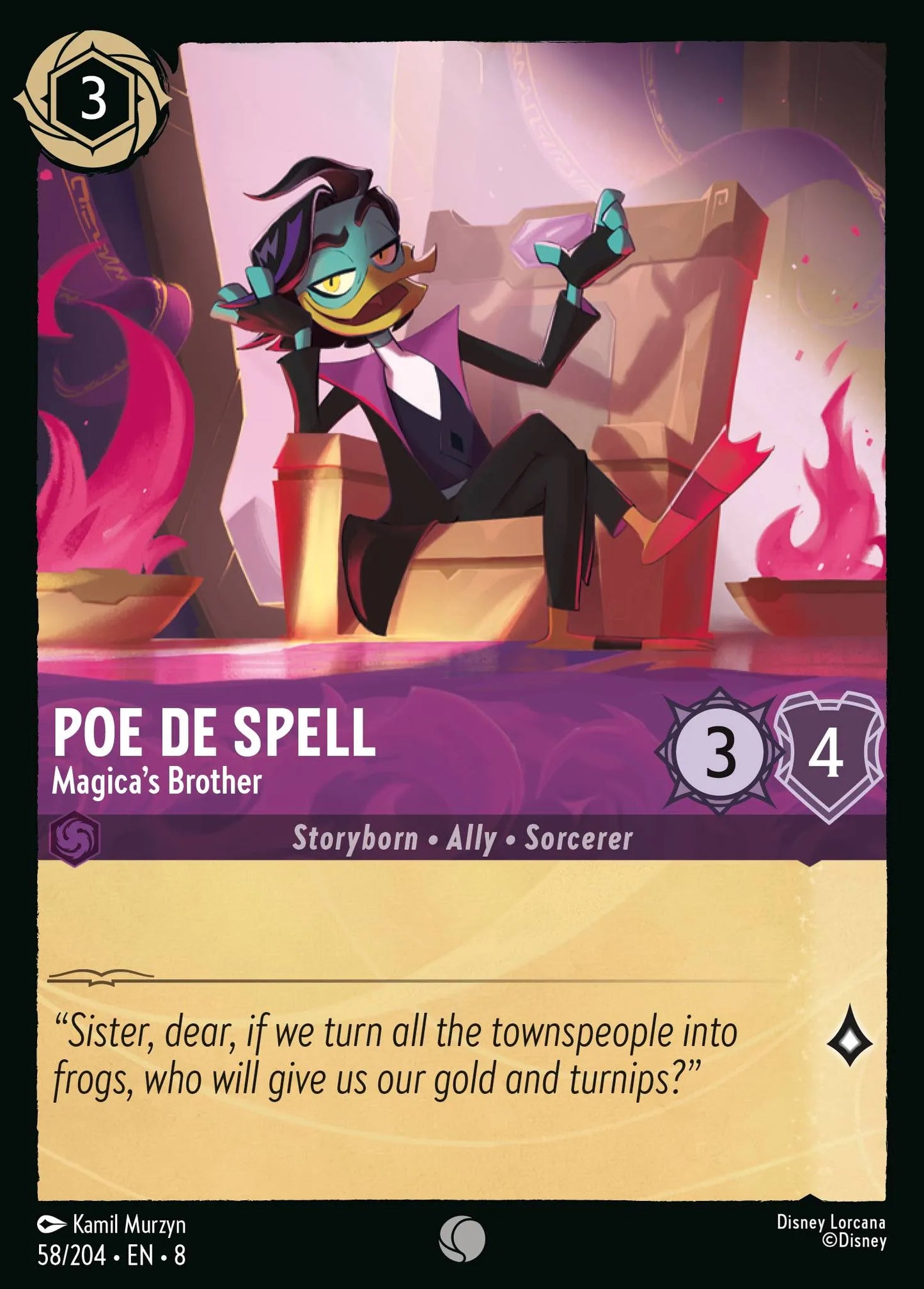 (058/204) Lorcana Reign of Jafar Single: Poe De Spell - Magica's Brother Common