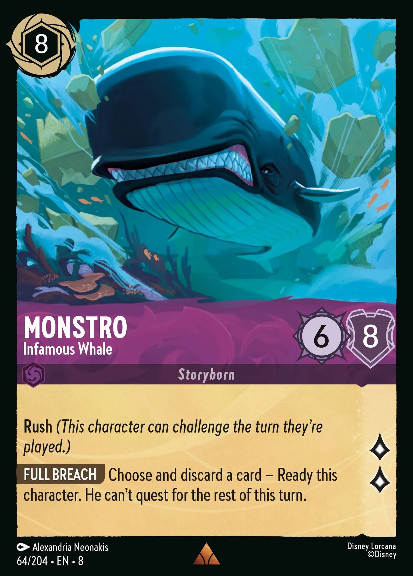 (064/204) Lorcana Reign of Jafar Single: Monstro - Infamous Whale Rare