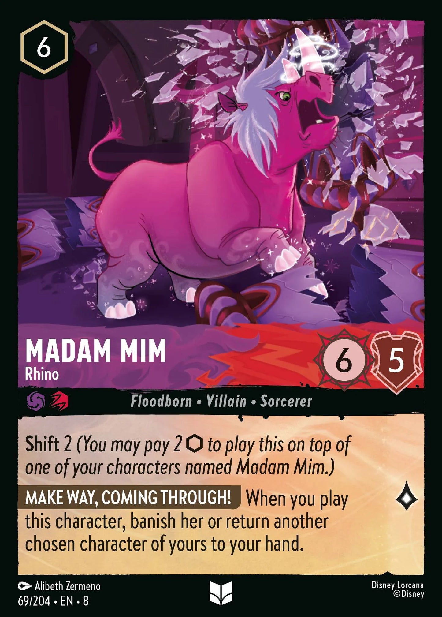(069/204) Lorcana Reign of Jafar Single: Madam Mim - Rhino Uncommon
