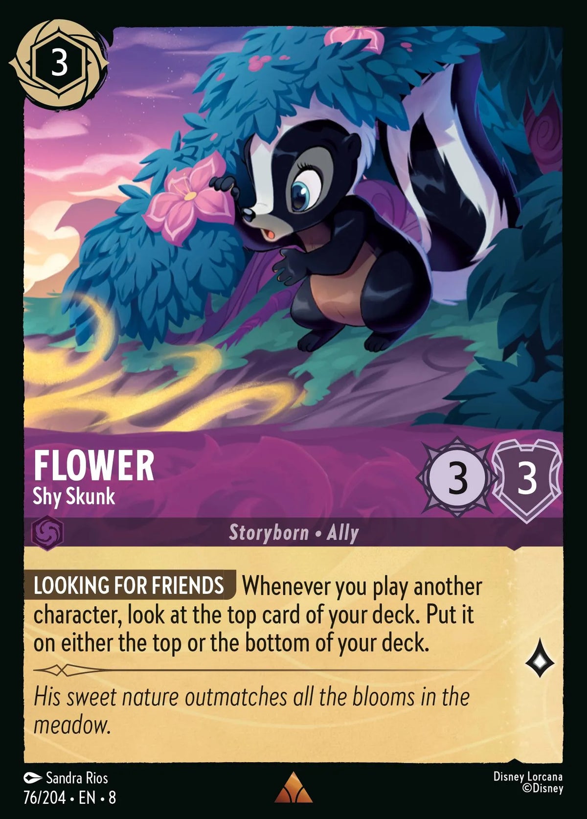 (076/204) Lorcana Reign of Jafar Single: Flower - Shy Skunk Holo Rare