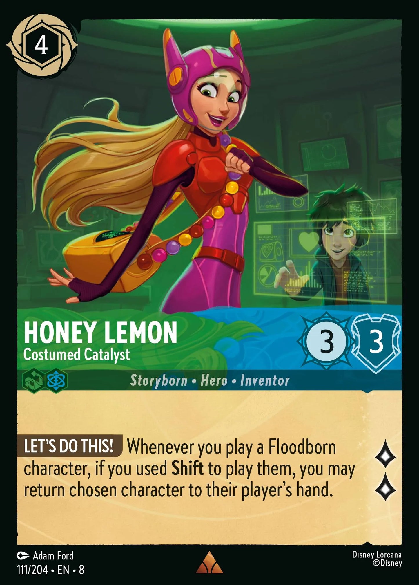 (111/204) Lorcana Reign of Jafar Single: Honey Lemon - Costumed Catalyst Rare