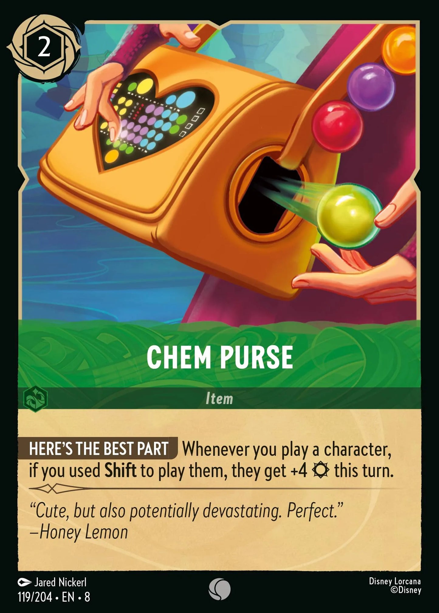 (119/204) Lorcana Reign of Jafar Single: Chem Purse Holo Common