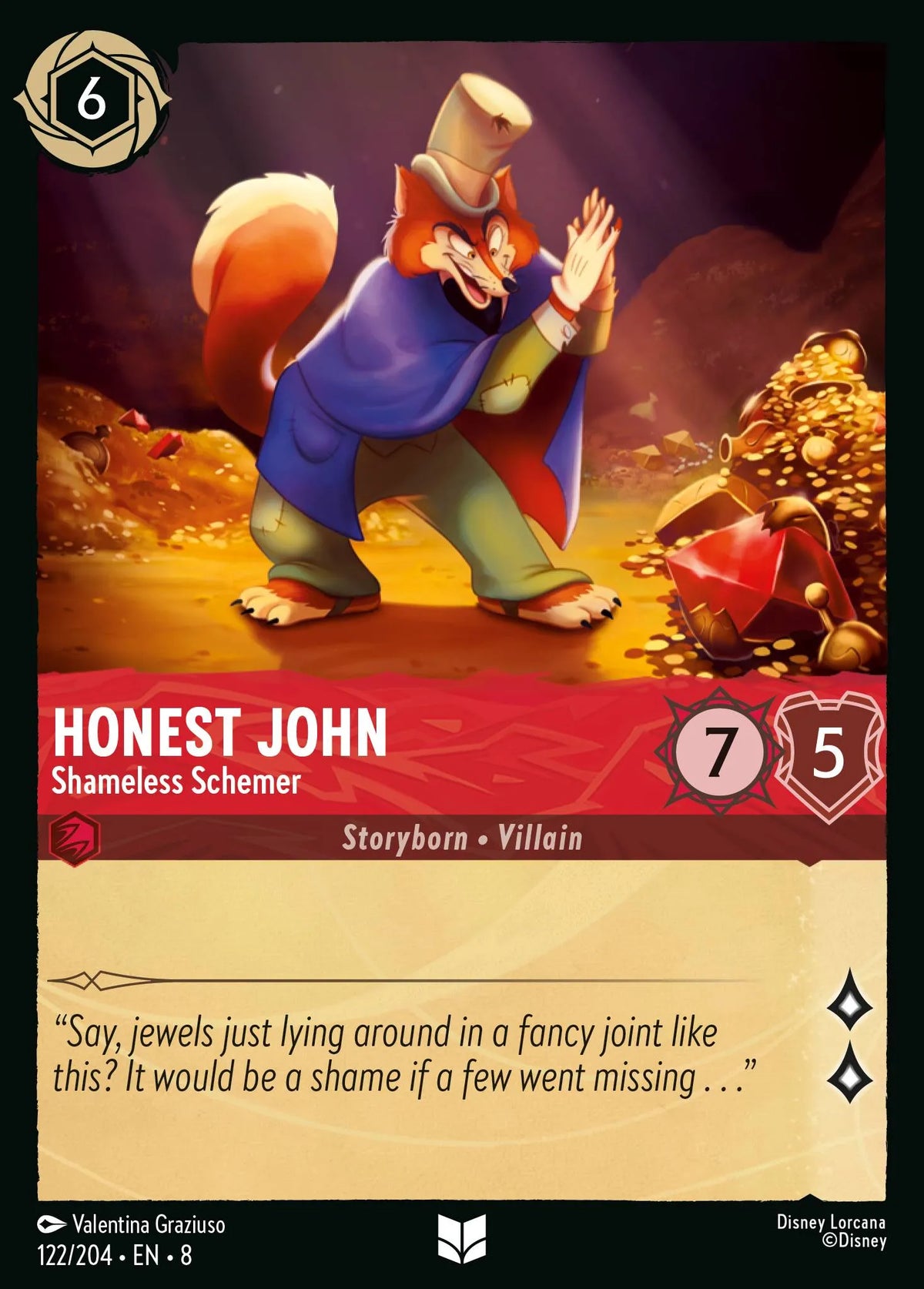 (122/204) Lorcana Reign of Jafar Single: Honest John - Shameless Schemer Uncommon