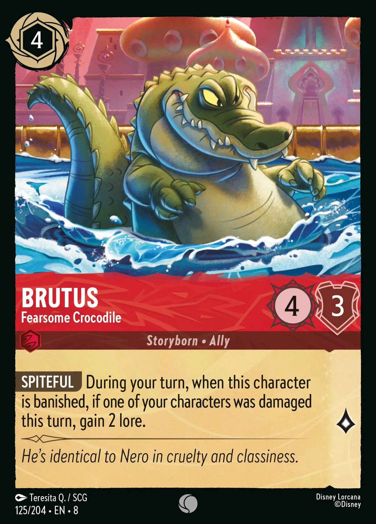 (125/204) Lorcana Reign of Jafar Single: Brutus - Fearsome Crocodile (V.2) Holo Common