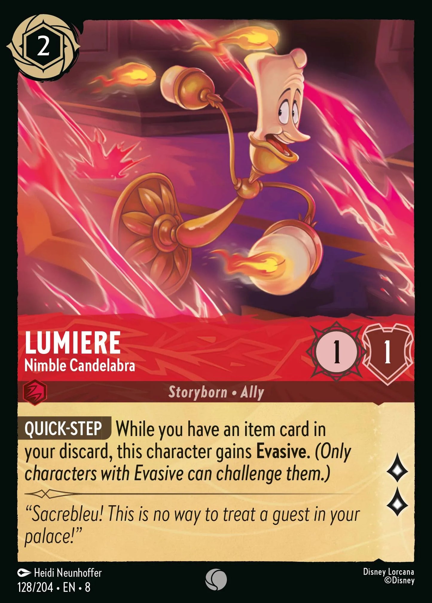 (128/204) Lorcana Reign of Jafar Single: Lumiere - Nimble Candelabra Holo Common