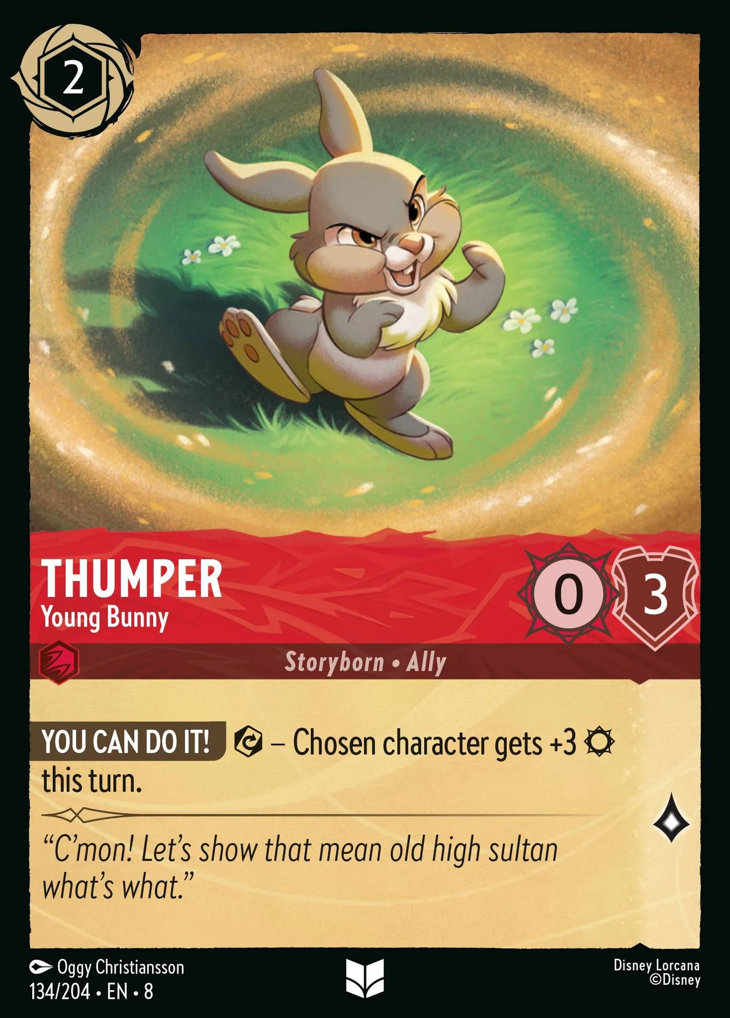 (134/204) Lorcana Reign of Jafar Single: Thumper - Young Bunny Holo Uncommon
