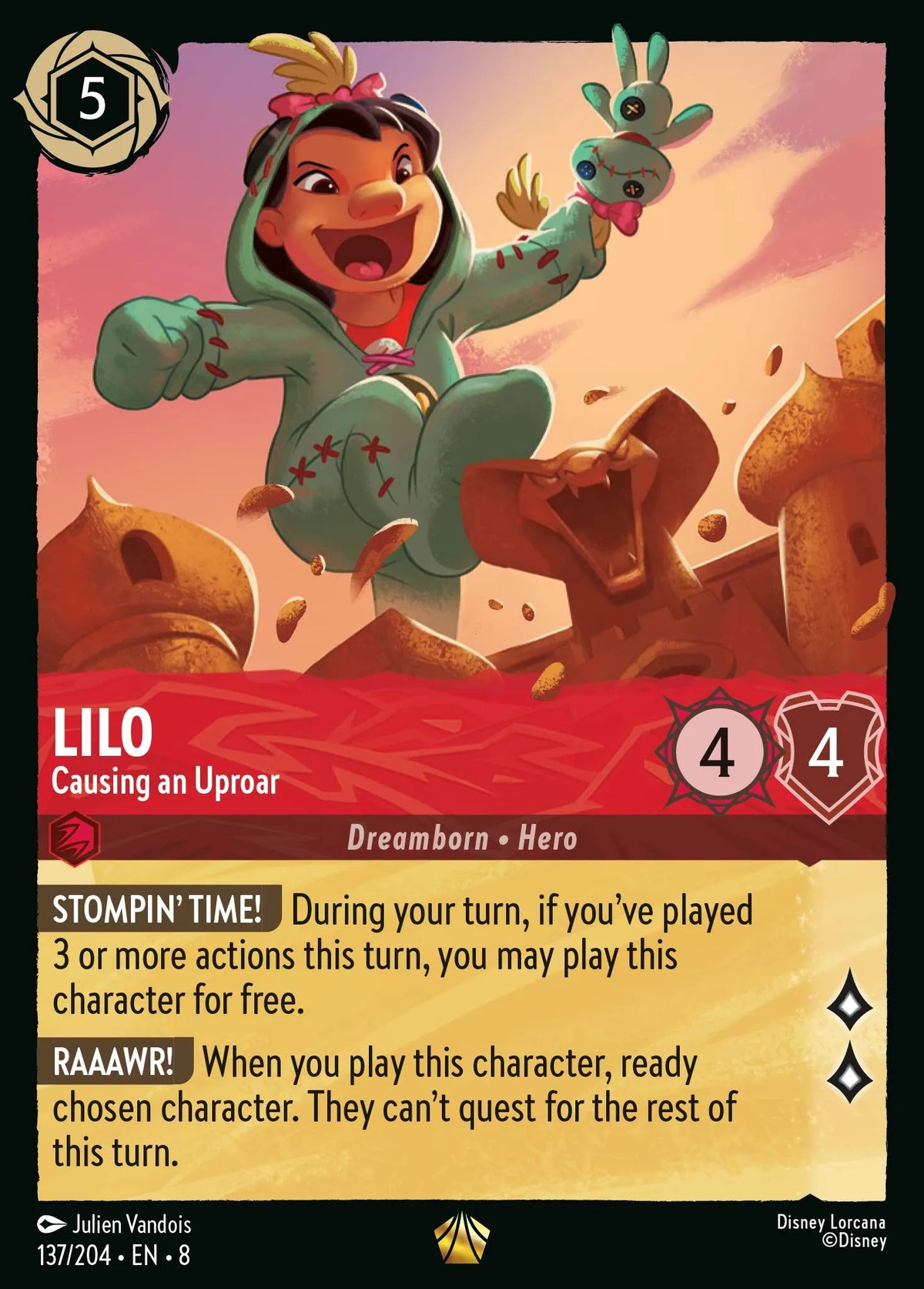 (137/204) Lorcana Reign of Jafar Single: Lilo - Causing an Uproar (V.1) Legendary