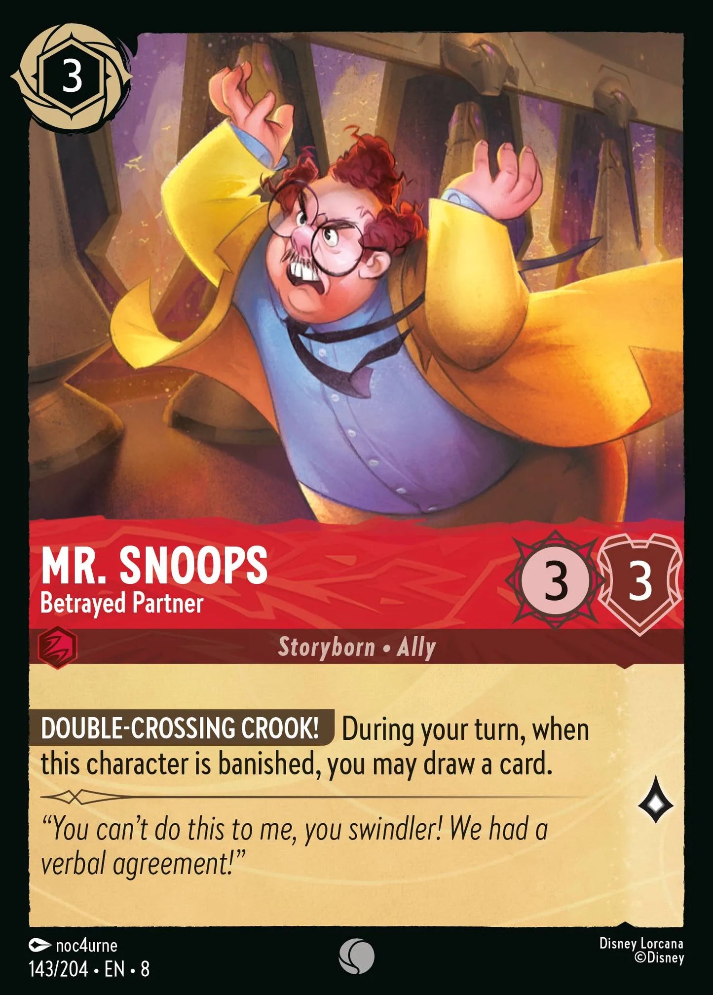 (143/204) Lorcana Reign of Jafar Single: Mr. Snoops - Betrayed Partner Common
