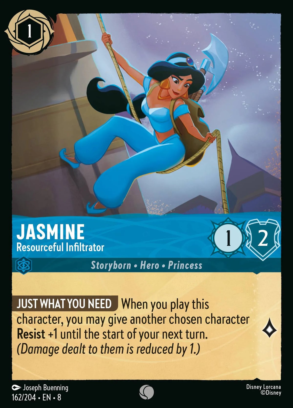 (162/204) Lorcana Reign of Jafar Single: Jasmine - Resourceful Infiltrator Holo Common