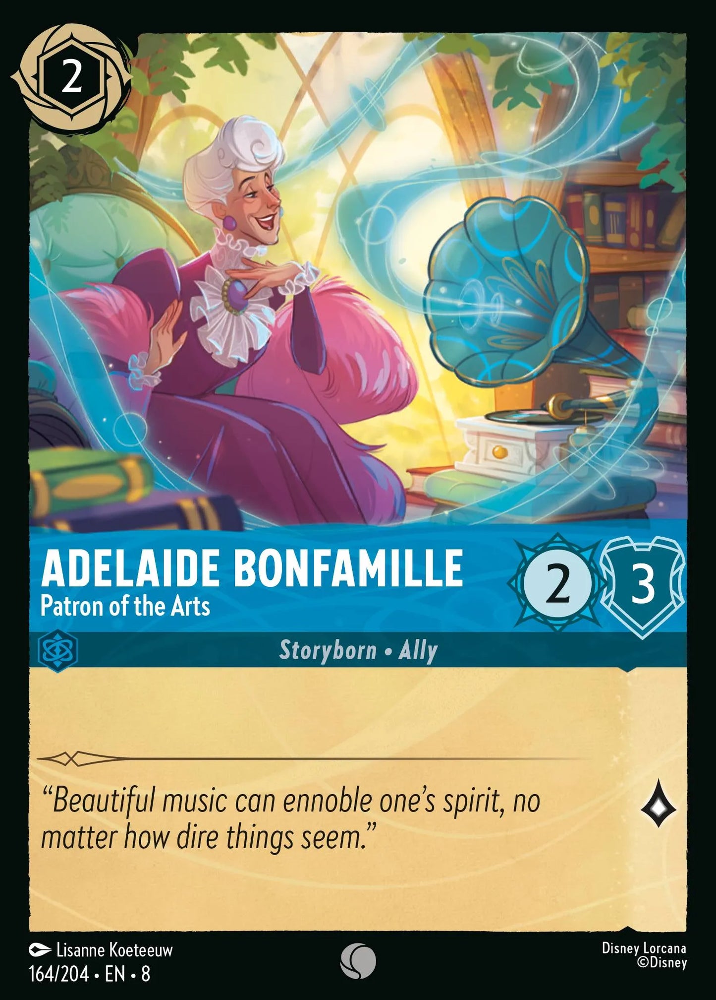 (164/204) Lorcana Reign of Jafar Single: Adelaide Bonfamille - Patron of the Arts Holo Common