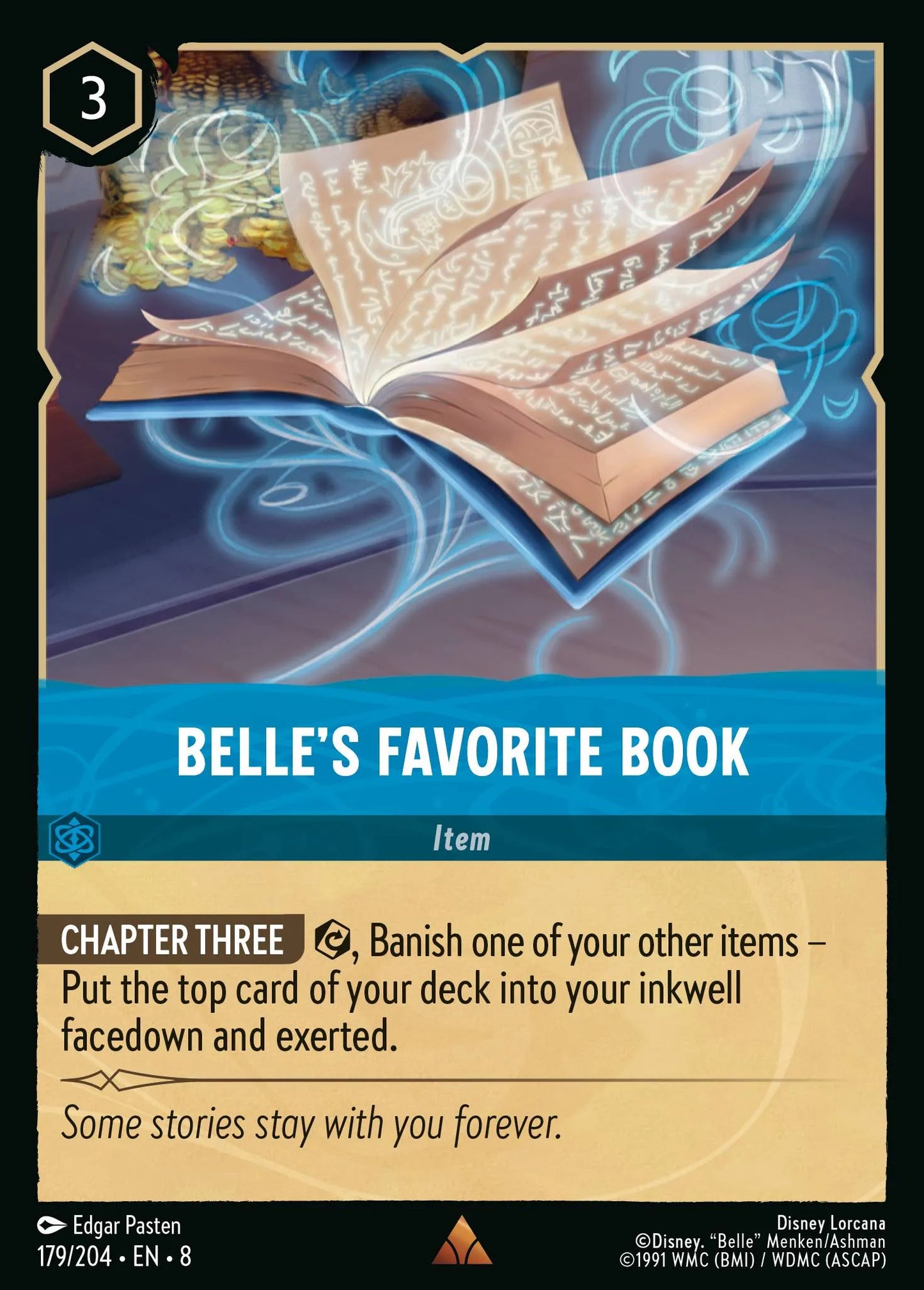 (179/204) Lorcana Reign of Jafar Single: Belle's Favorite Book Holo Rare