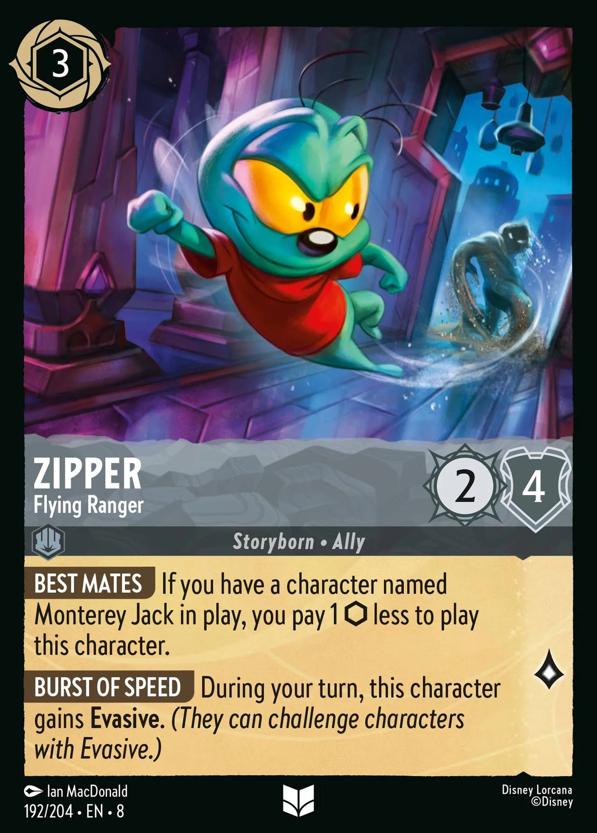 (192/204) Lorcana Reign of Jafar Single: Zipper - Flying Ranger Uncommon