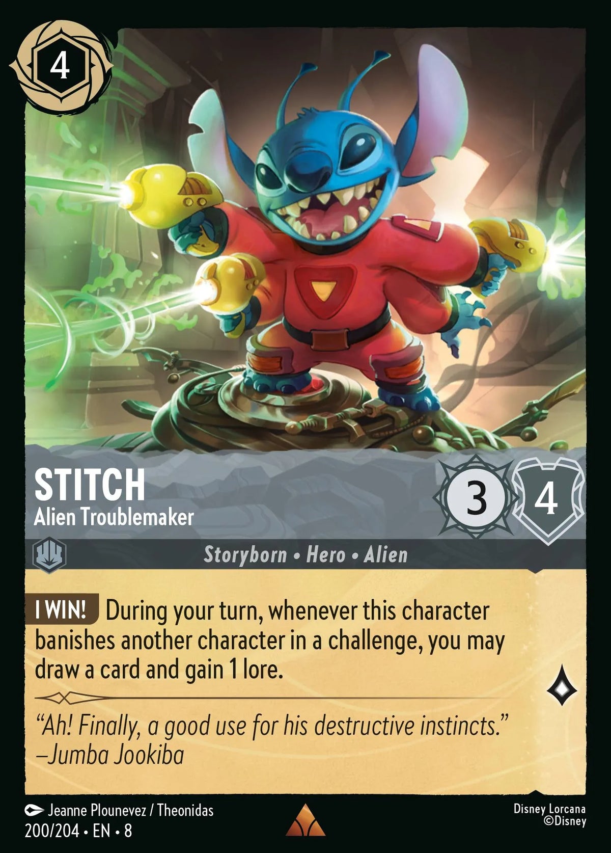 (200/204) Lorcana Reign of Jafar Single: Stitch - Alien Troublemaker Rare