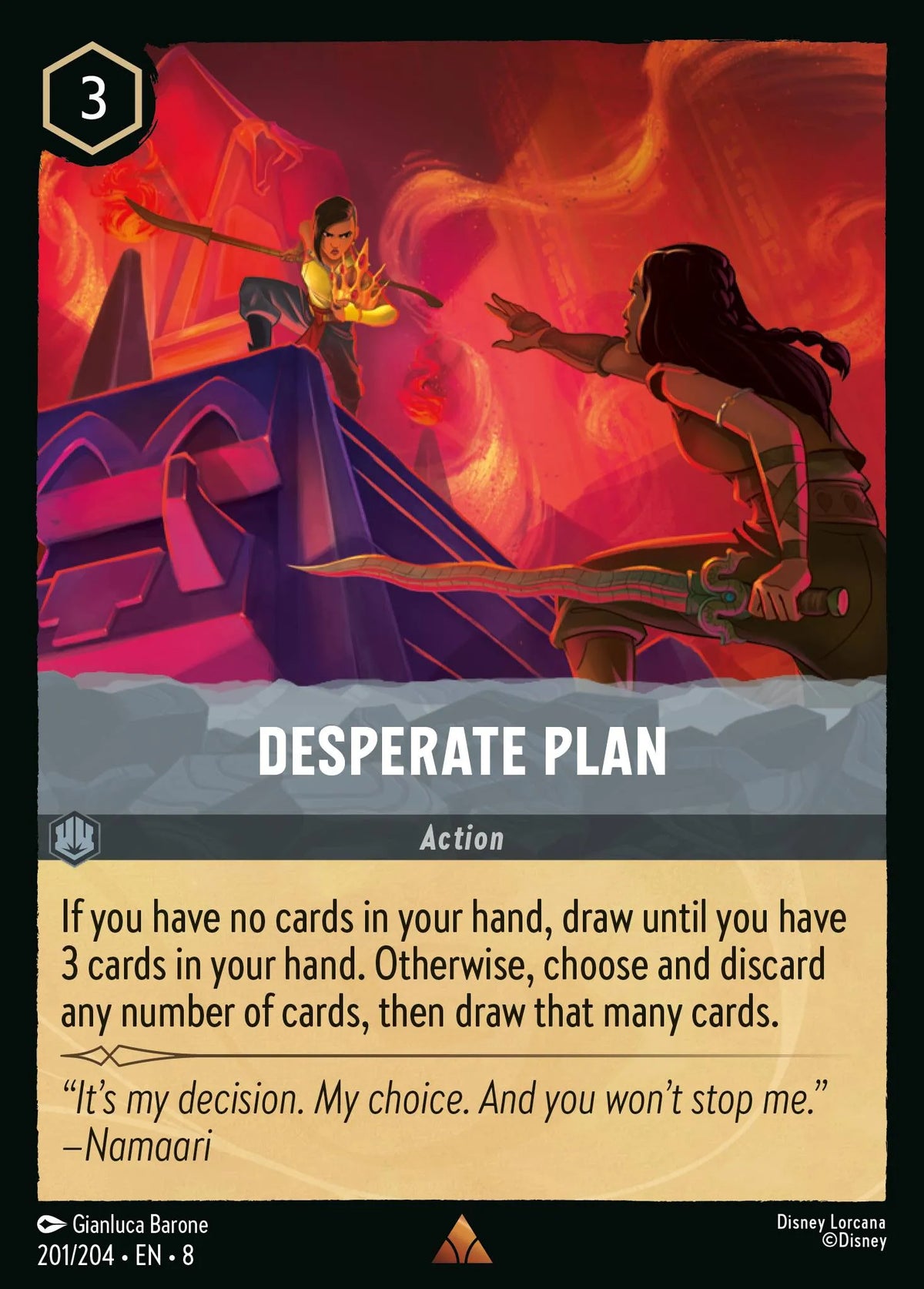 (201/204) Lorcana Reign of Jafar Single: Desperate Plan (V.1) Rare