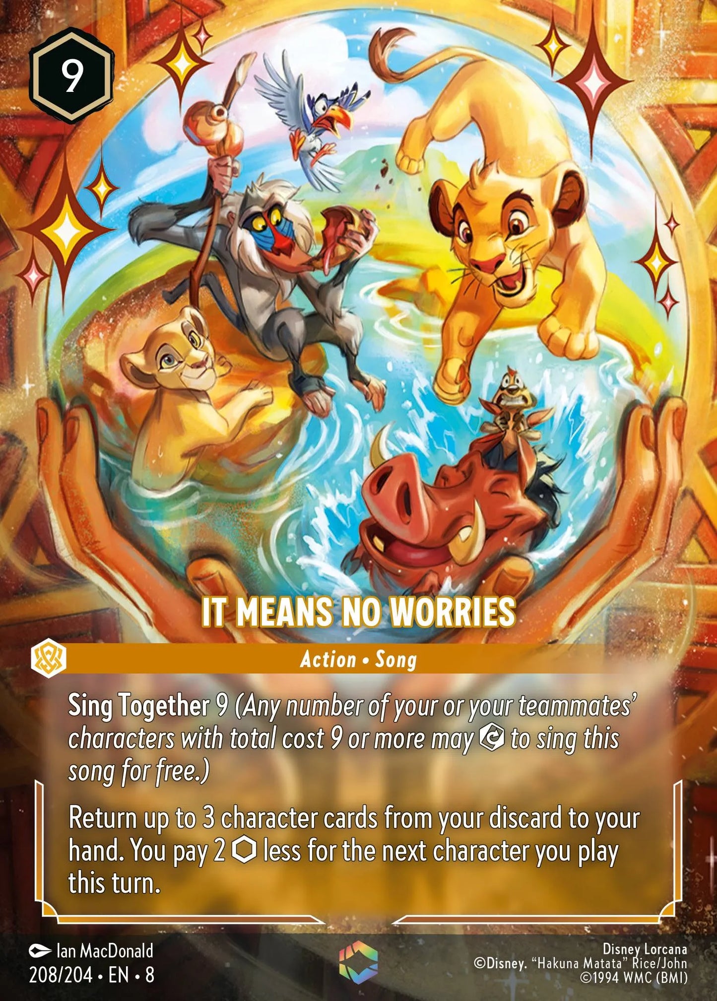 (208/204) Lorcana Reign of Jafar Single: It Means No Worries (V.2) Enchanted