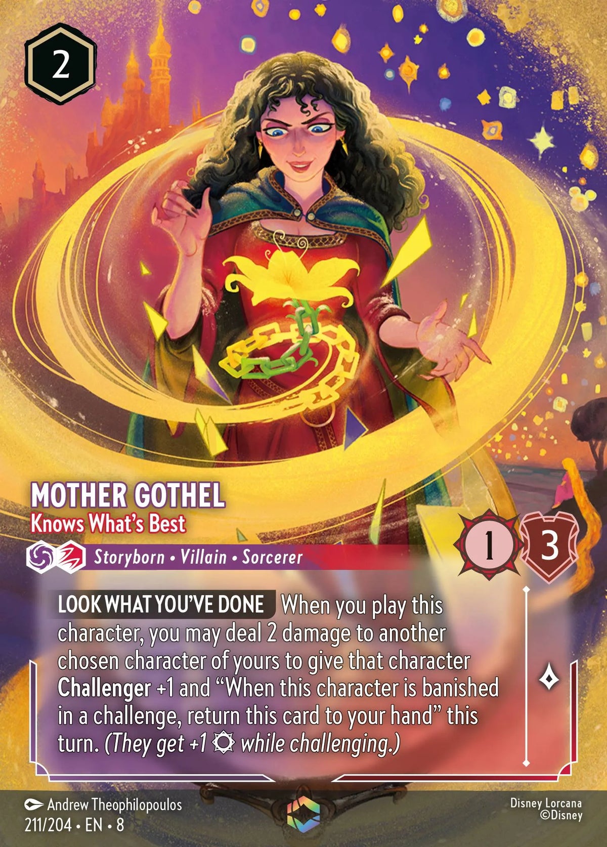 (211/204) Lorcana Reign of Jafar Single: Mother Gothel - Knows What's Best (V.2) Enchanted