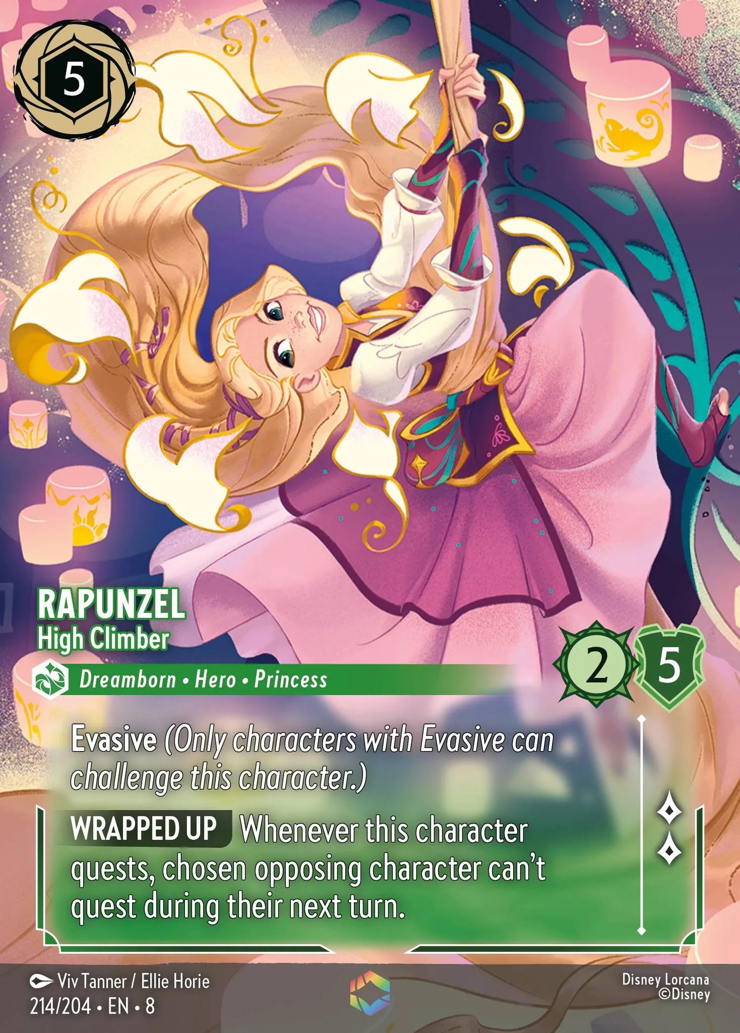 (214/204) Lorcana Reign of Jafar Single: Rapunzel - High Climber (V.2) Holo Enchanted