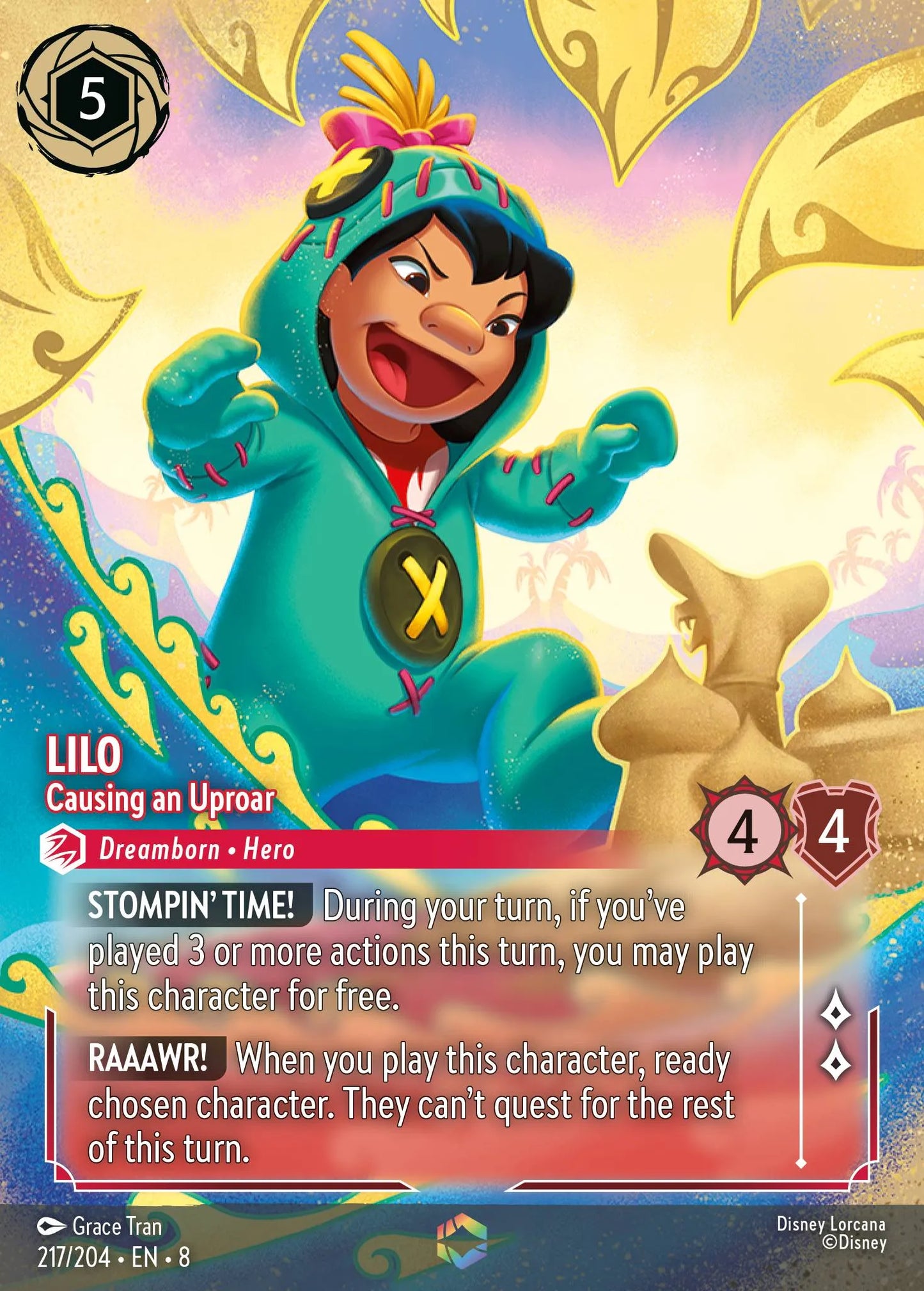 (217/204) Lorcana Reign of Jafar Single: Lilo - Causing an Uproar (V.2) Enchanted