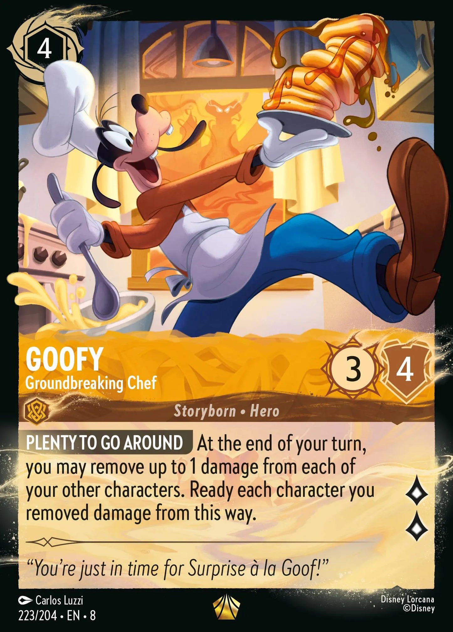 (223/204) Lorcana Reign of Jafar Single: Goofy - Groundbreaking Chef (V.2) Holo Legendary