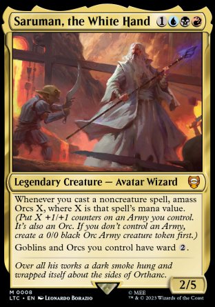 (008) Magic The Gathering Commander: The Lord of the Rings: Tales of Middle-earth Single: Saruman, the White Hand Holo Mythic
