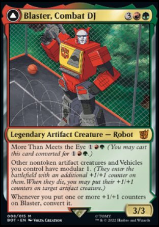 (008) Magic The Gathering Universes Beyond: Transformers Single: Blaster, Combat DJ // Blaster, Morale Booster (V.1) Holo Mythic